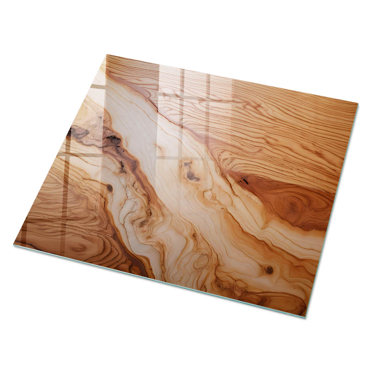 GLASPLATTE 80x60 cm – Holzringe - Braun, Glas (0.4/80/60cm) - ArtPrintCave