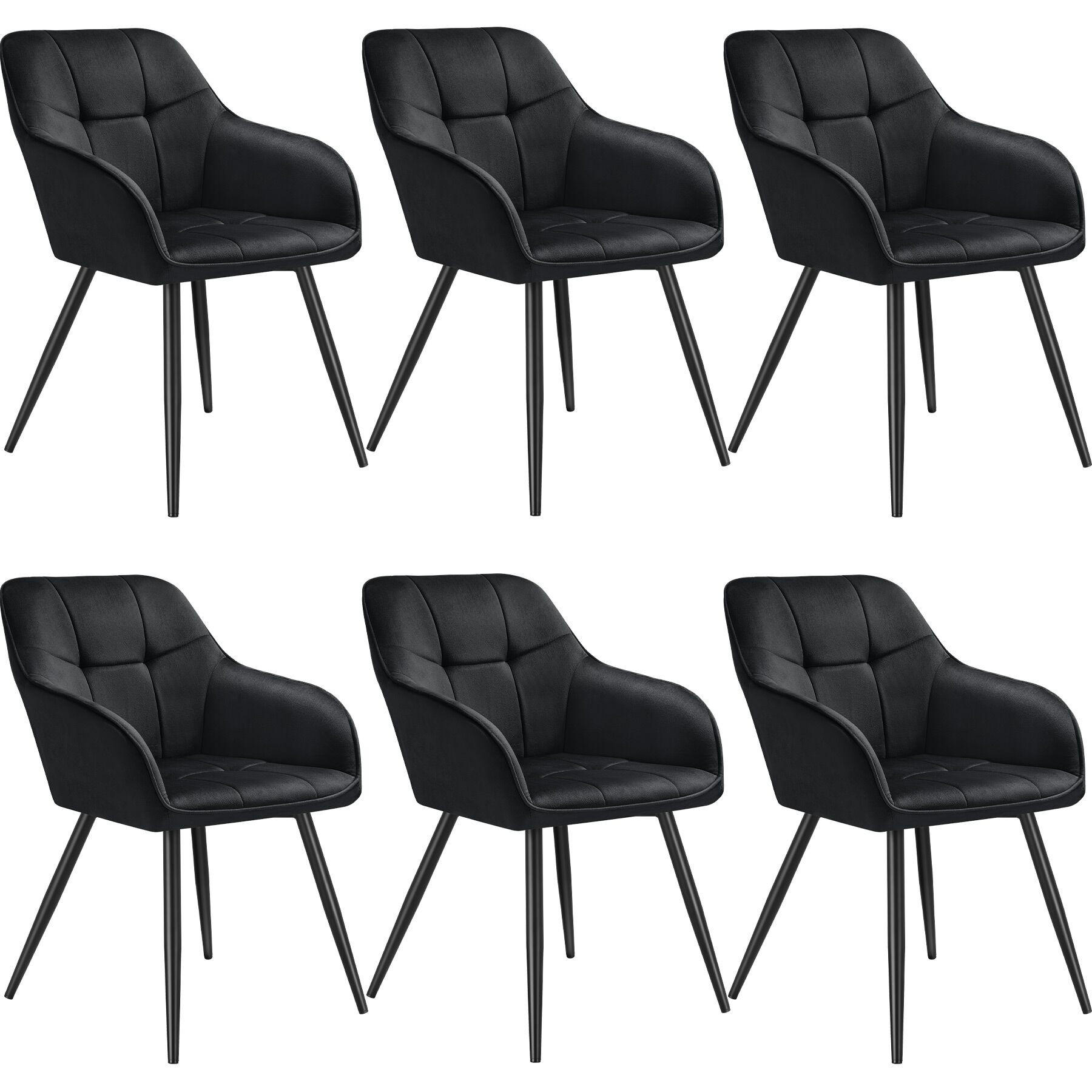 tectake Esszimmerstuhl Schwarz, Schwarz 58x82x62 cm