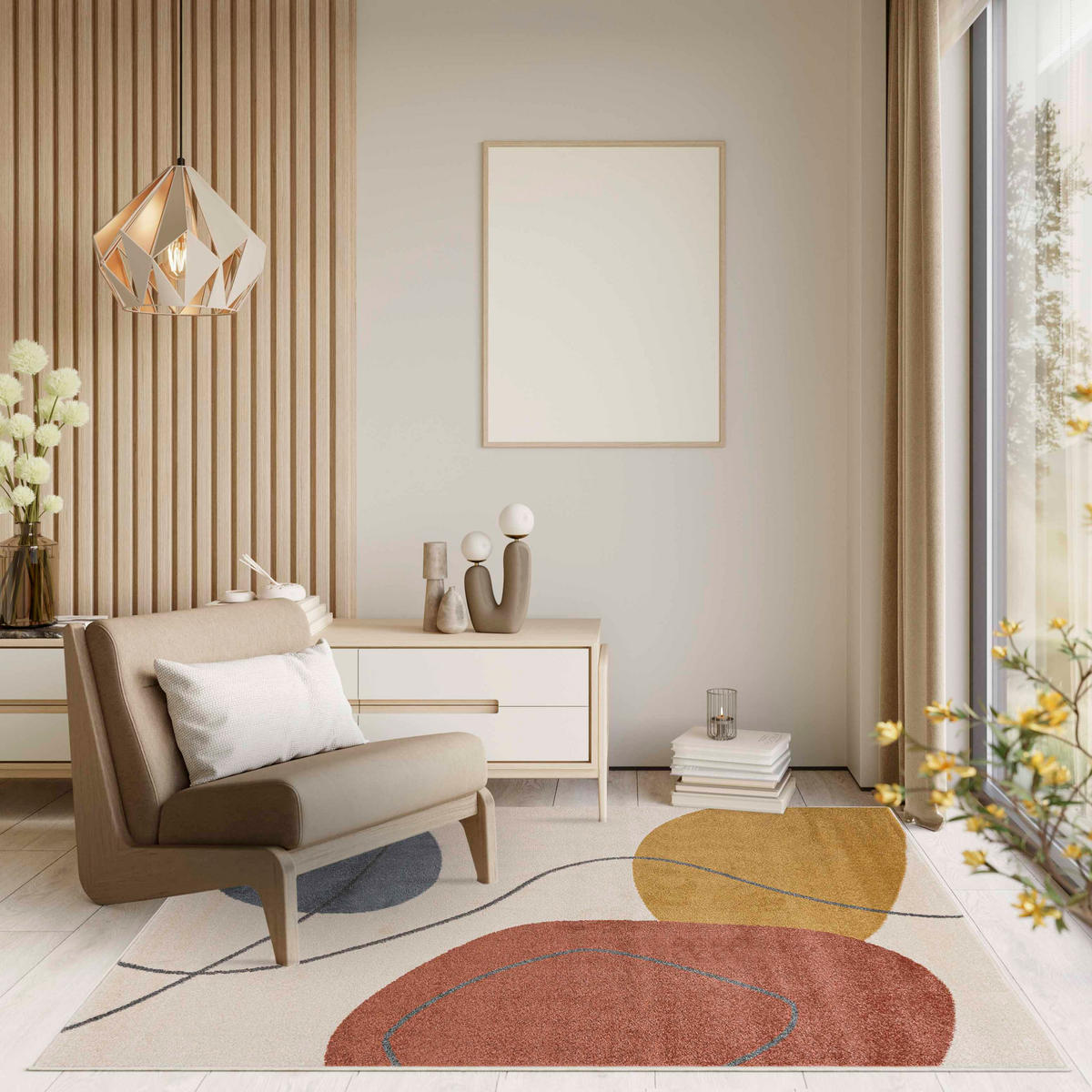 TEPPICH Beige Geometrisch In-Outdoor Pflanzlich Kurzflor Rechteckig 180 x 250 cm - Rotbraun/Beige, Textil (180/250cm) - Mazovia