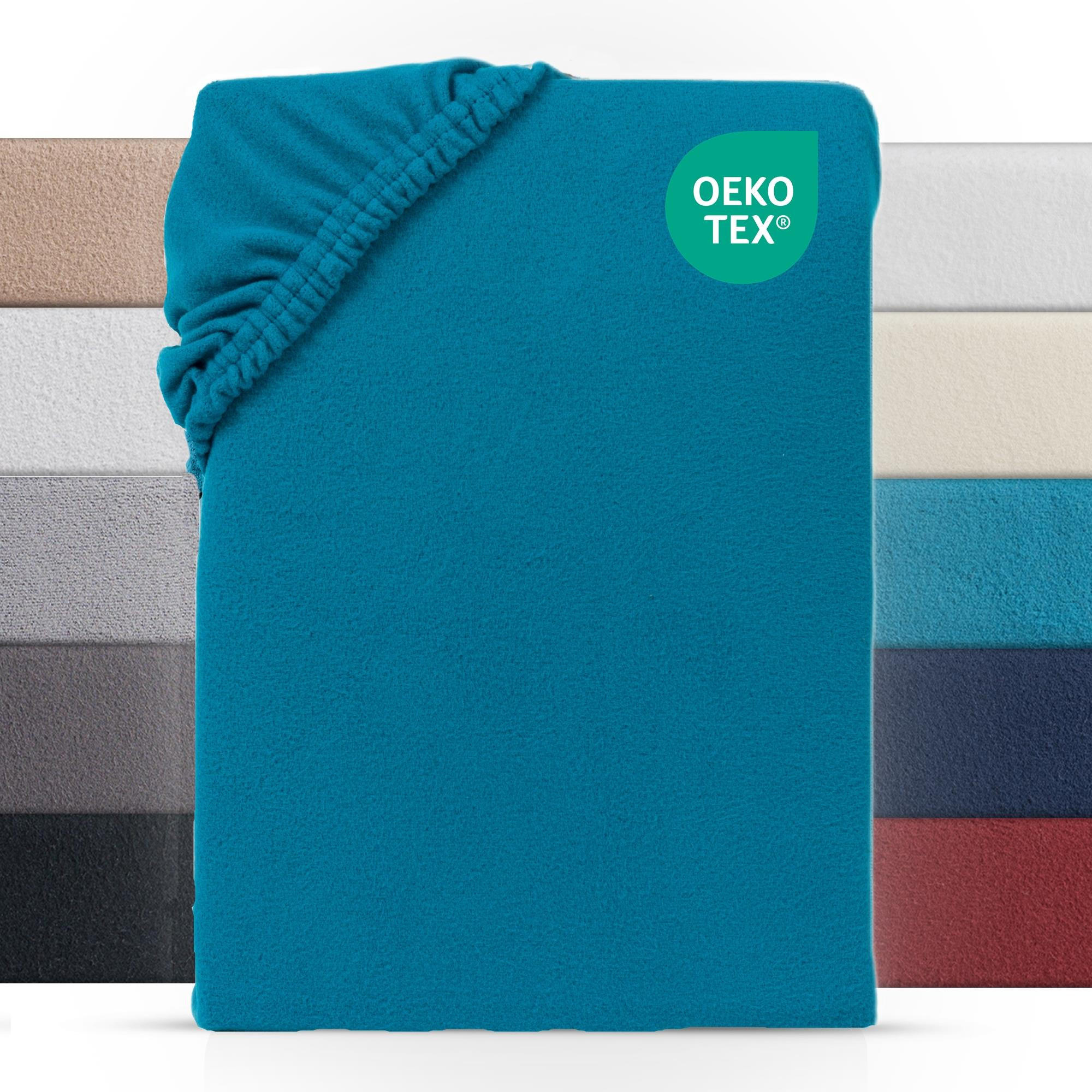 BOXSPRING-SPANNBETTLAKEN 180-200x200-220 cm, Warmes Winter Teddy Fleece Bettlaken Petrol - Petrol, Textil (200/220cm) - Carpe Sonno