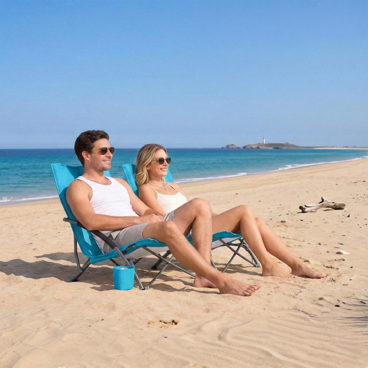 STOLICA - plava, tekstil/metal (55/67/58cm) - Relaxdays