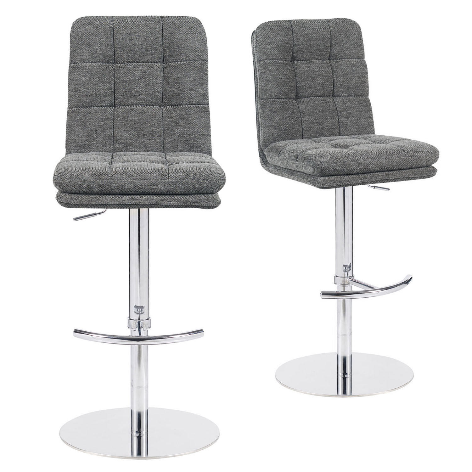 BARHOCKER Juno - Chromfarben/Grau, Textil/Metall (45/98/57cm) - DUBI Möbel