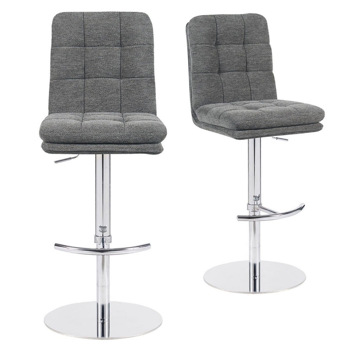 BARHOCKER Juno - Chromfarben/Grau, Textil/Metall (45/98/57cm) - DUBI Möbel