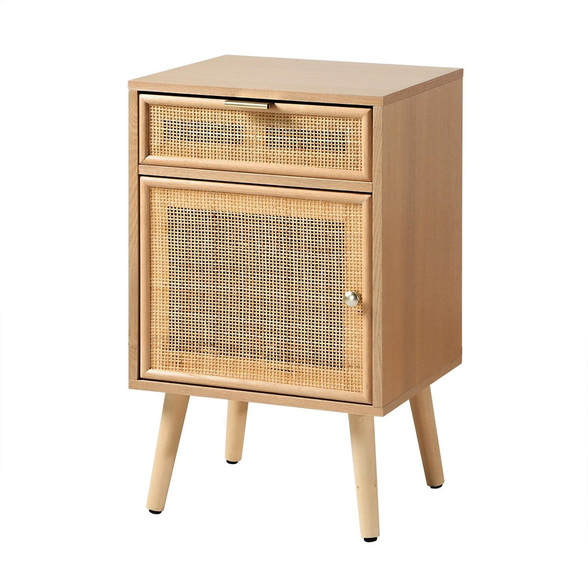 NACHTTISCH mit natürlichem Rattangeflecht - Eschefarben, Holzwerkstoff (36.5/71/42cm) - Calicosy