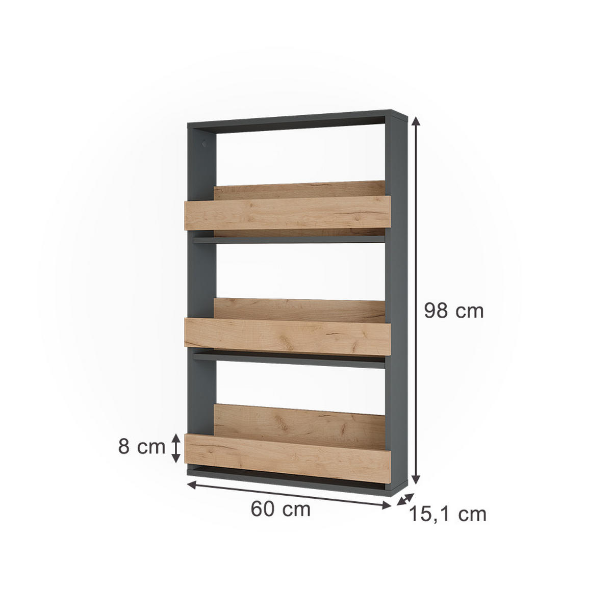 STOJAN NA SKLENIČKY NA VÍNO Repose Zlatý dub power/antracit - medově dubová/antracitová, kompozitní dřevo (60/98/15.1cm) - Vicco