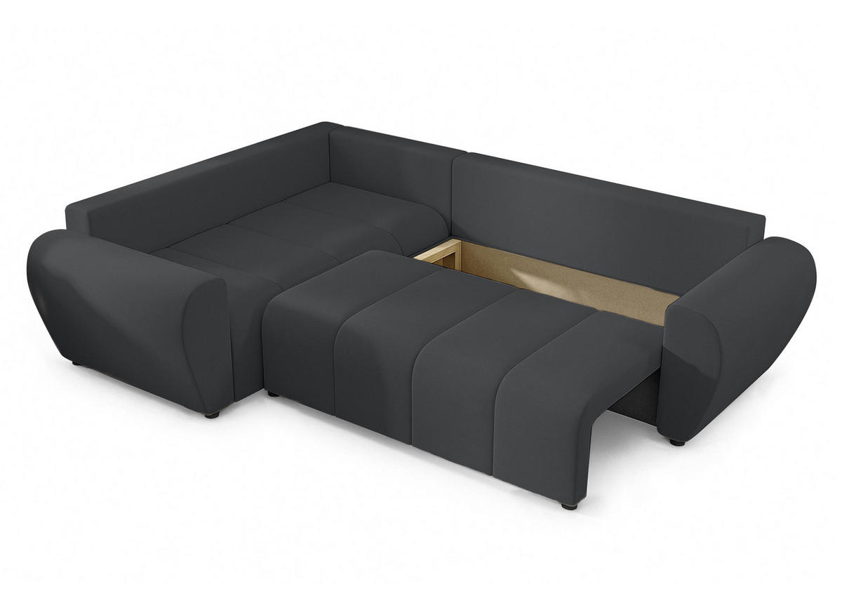 ECKSOFA L Form Malatya MAX Dunkelgrau 246/145/80 cm stilvolle mit Schlaffunktion L - Dunkelgrau/Schwarz, Kunststoff/Textil (175/235cm) - AX Living