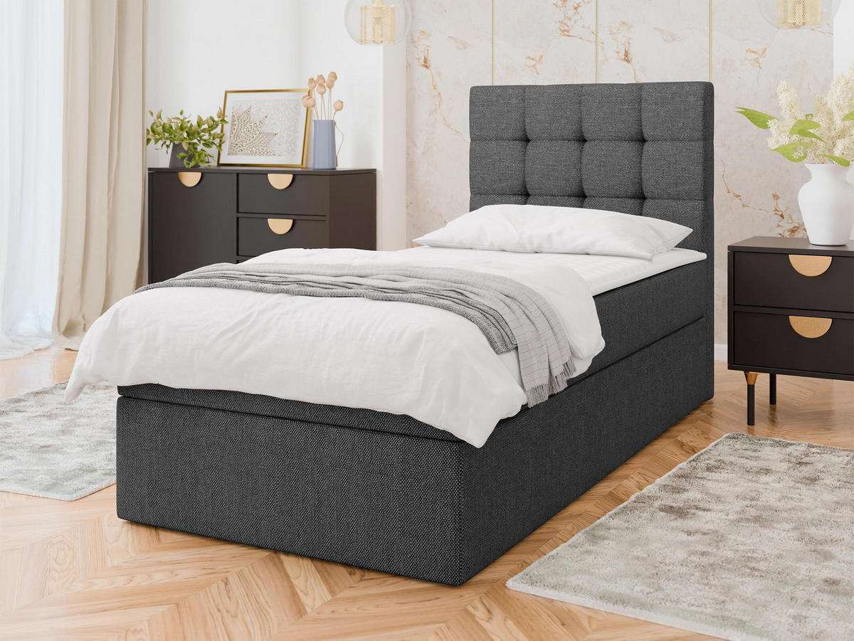 BOXBETT Luanda Single - Dunkelgrau/Schwarz, Holz/Kunststoff (90/200cm) - MIRJAN24