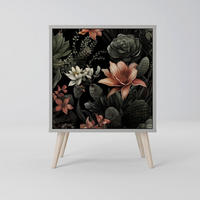 SIDEBOARD SECRET VERDURE, Grau, 57,5x42x77,5 cm, Schräge Buchenholzfüße - Buchefarben/Multicolor, Holzwerkstoff/Buchenholz (57.5/77.5/42cm) - SpaceRebels