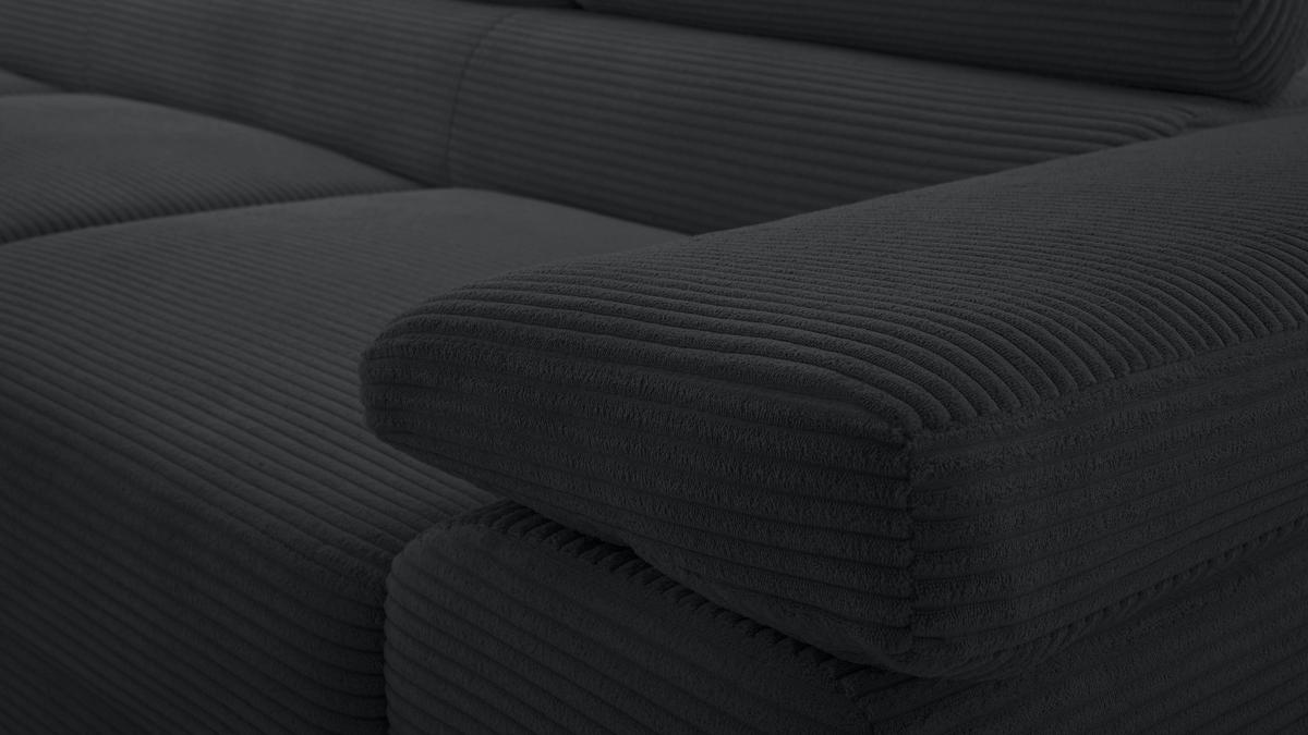 ECKSOFA L Form Arborio Dunkelgrau 280/203/90 cm Links mit Schlaffunktion - Schwarz, Textil/Metall (203/280cm) - AX Living