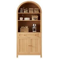 GESCHIRRSCHRANK Bogenfront Doppeltür Weiß - Naturfarben, Holzwerkstoff (76/180/40cm) - FLIEKS