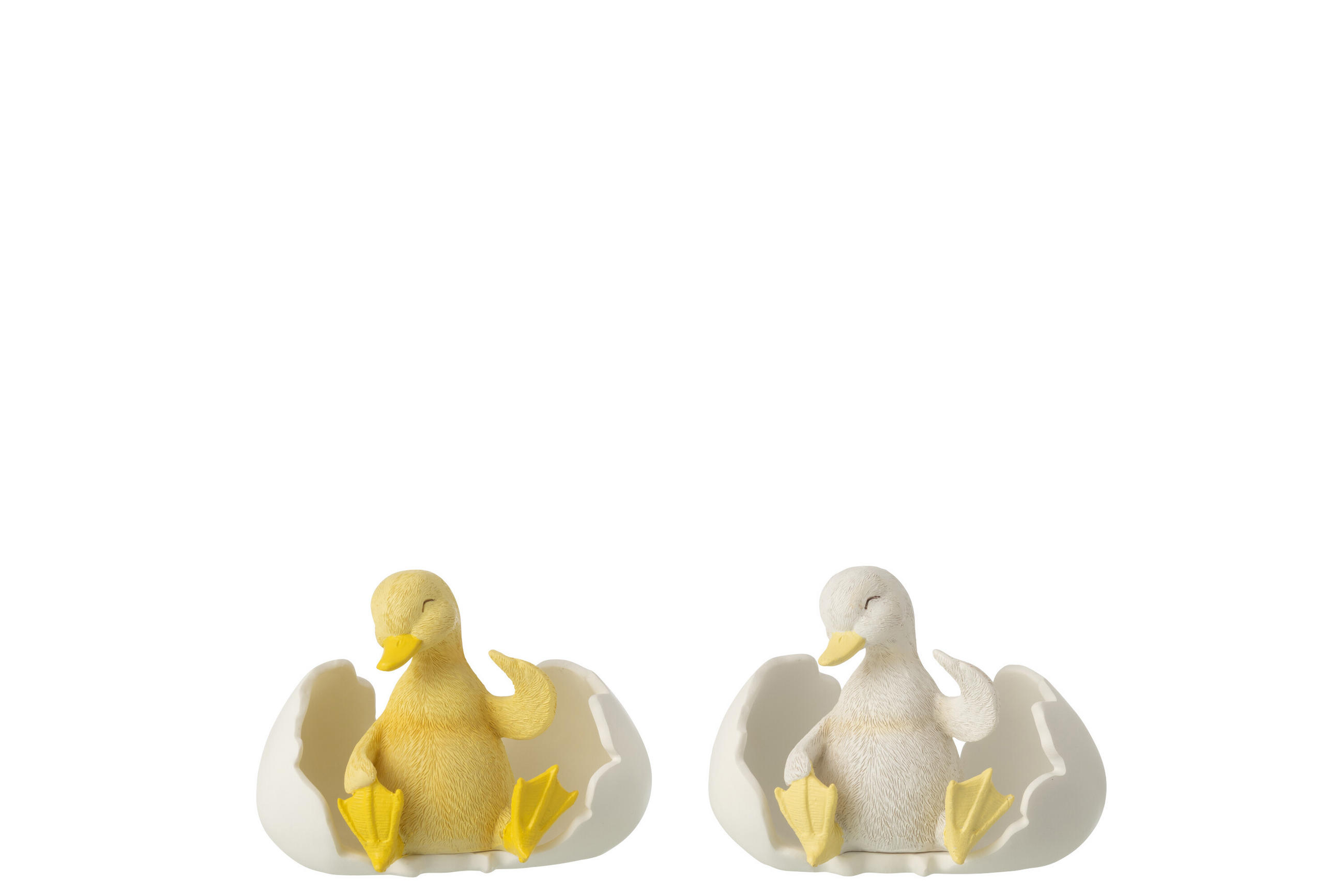 DEKOOBJEKT ENTE IN EIERSCHALE Weiß - Weiß, Glas/Naturmaterialien (8/9/14cm) - J-Line