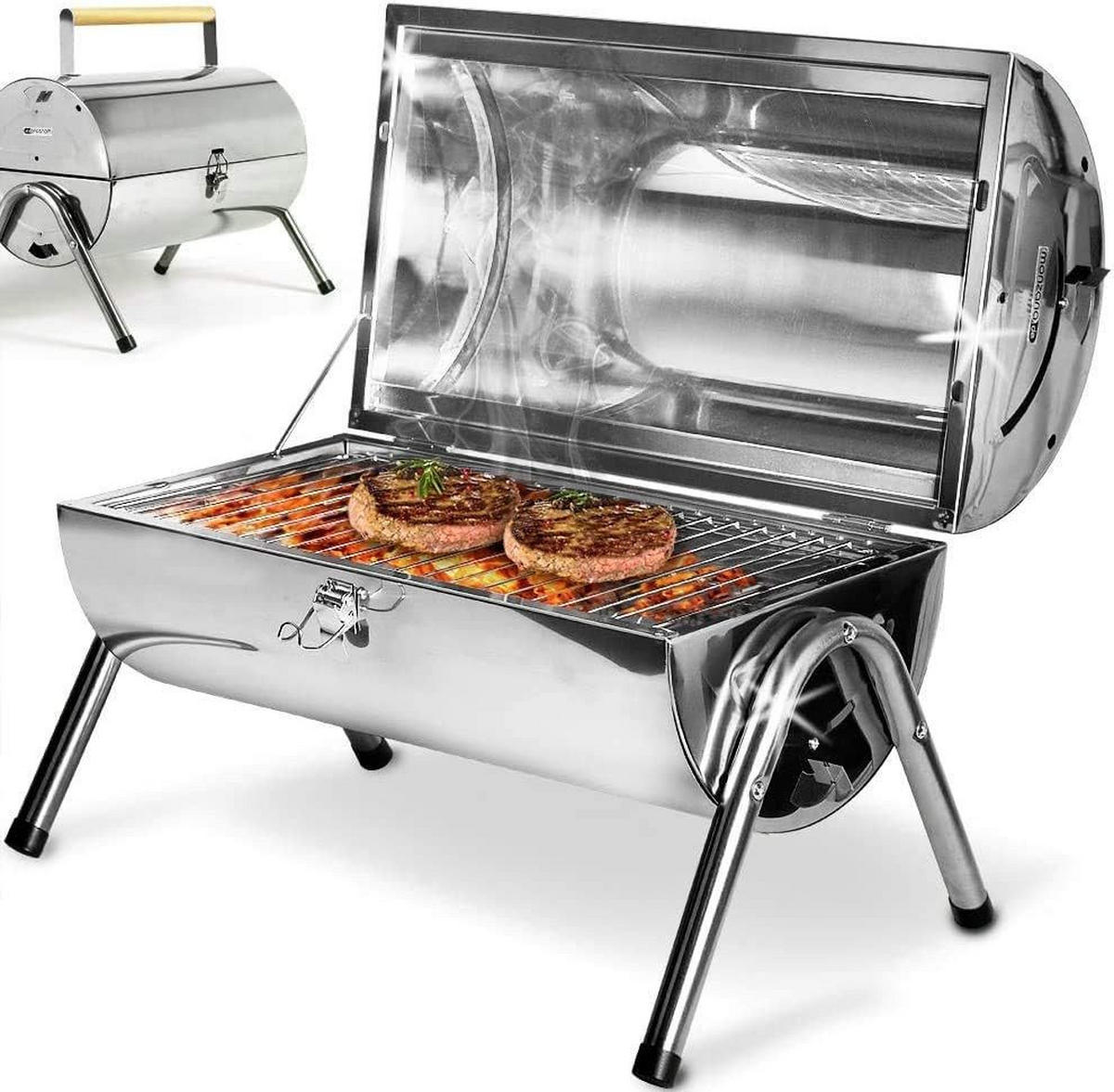 HOLZKOHLEGRILL 502598 Edelstahl 41x27 cm - Silberfarben, Metall (41/30/27cm) - Resch