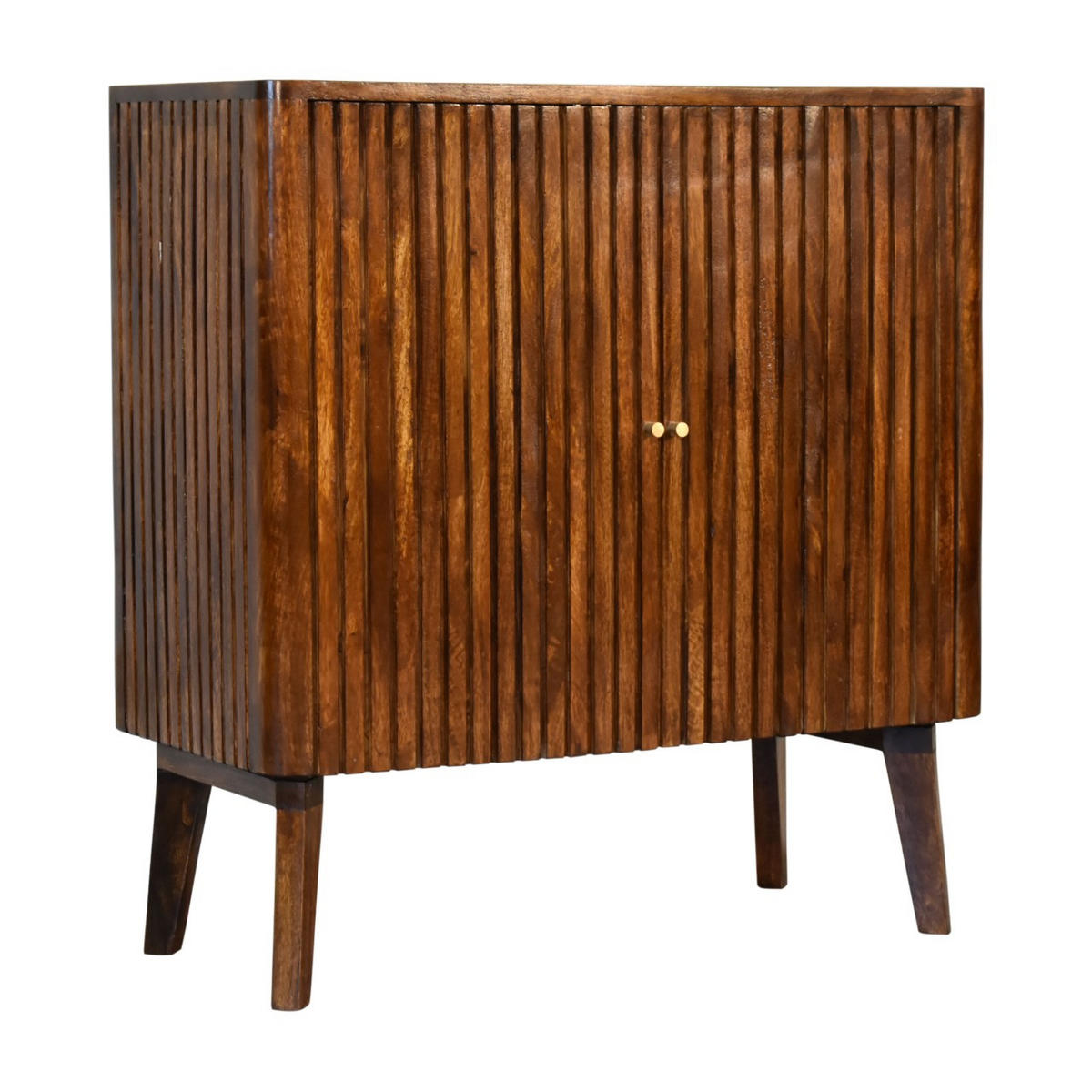 SCHRANK mit 2 Türen - Messingfarben/Braun, Holz/Metall (75/80/35cm) - Artisan Furniture