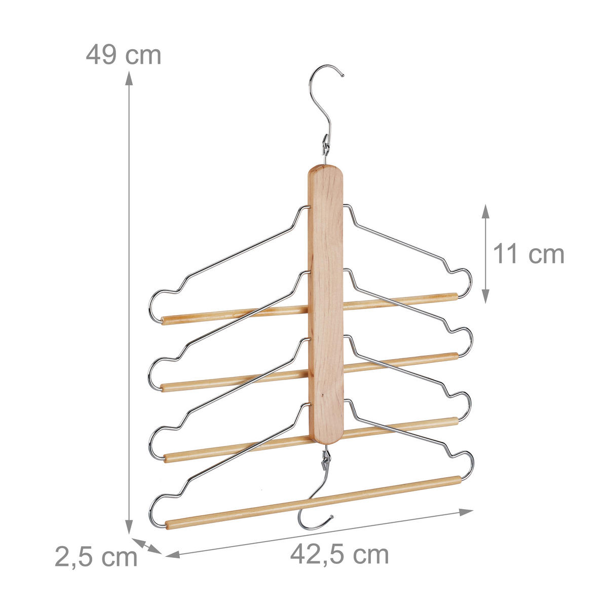 VIACERO vešákov - svetlohnedá, kov/drevo (2.5cm) - Relaxdays