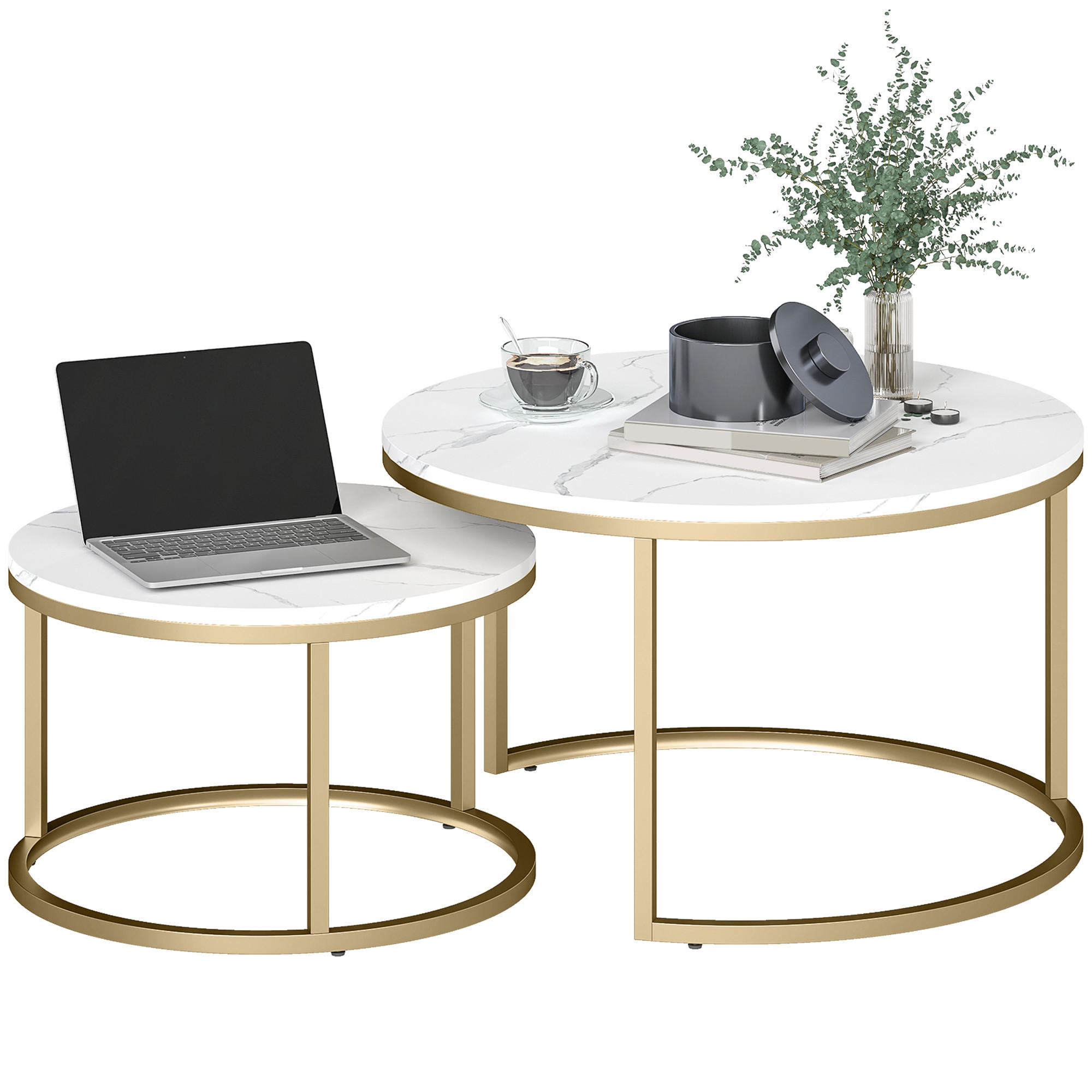 COUCHTISCH DE-15794 2er-Set nestbar Weiß - Weiß, Metall (78.5/78.5/46.5cm) - ComfortXL