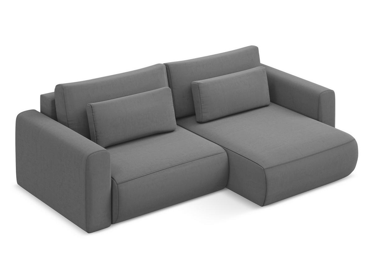 ECKSOFA mit Schlaffunktion Samt Stoff Grau - Schwarz/Grau, Kunststoff/Textil (240/149cm) - Makamii