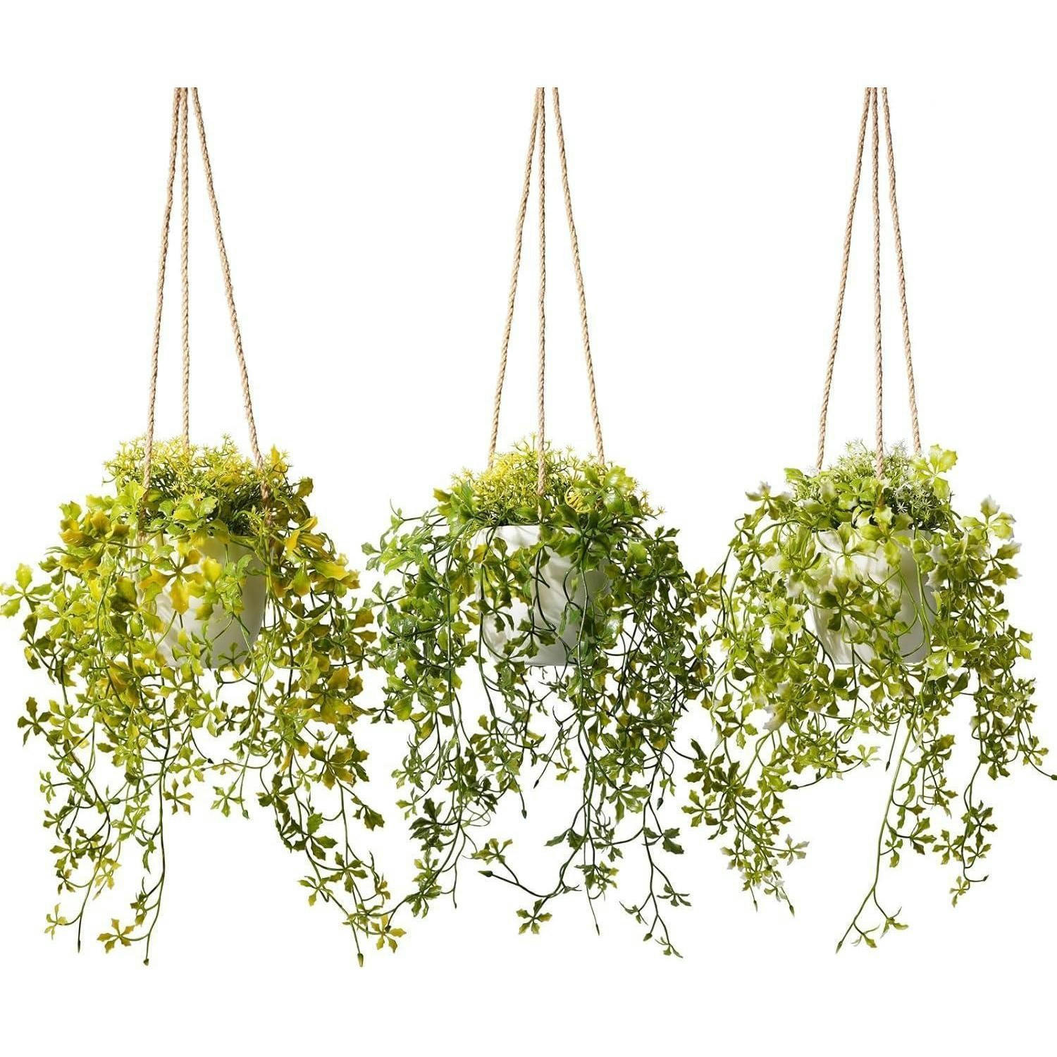 HÄNGEPFLANZE 3 Stück 33 cm Kunstpflanze im Topf - Grün, Kunststoff (14cm)