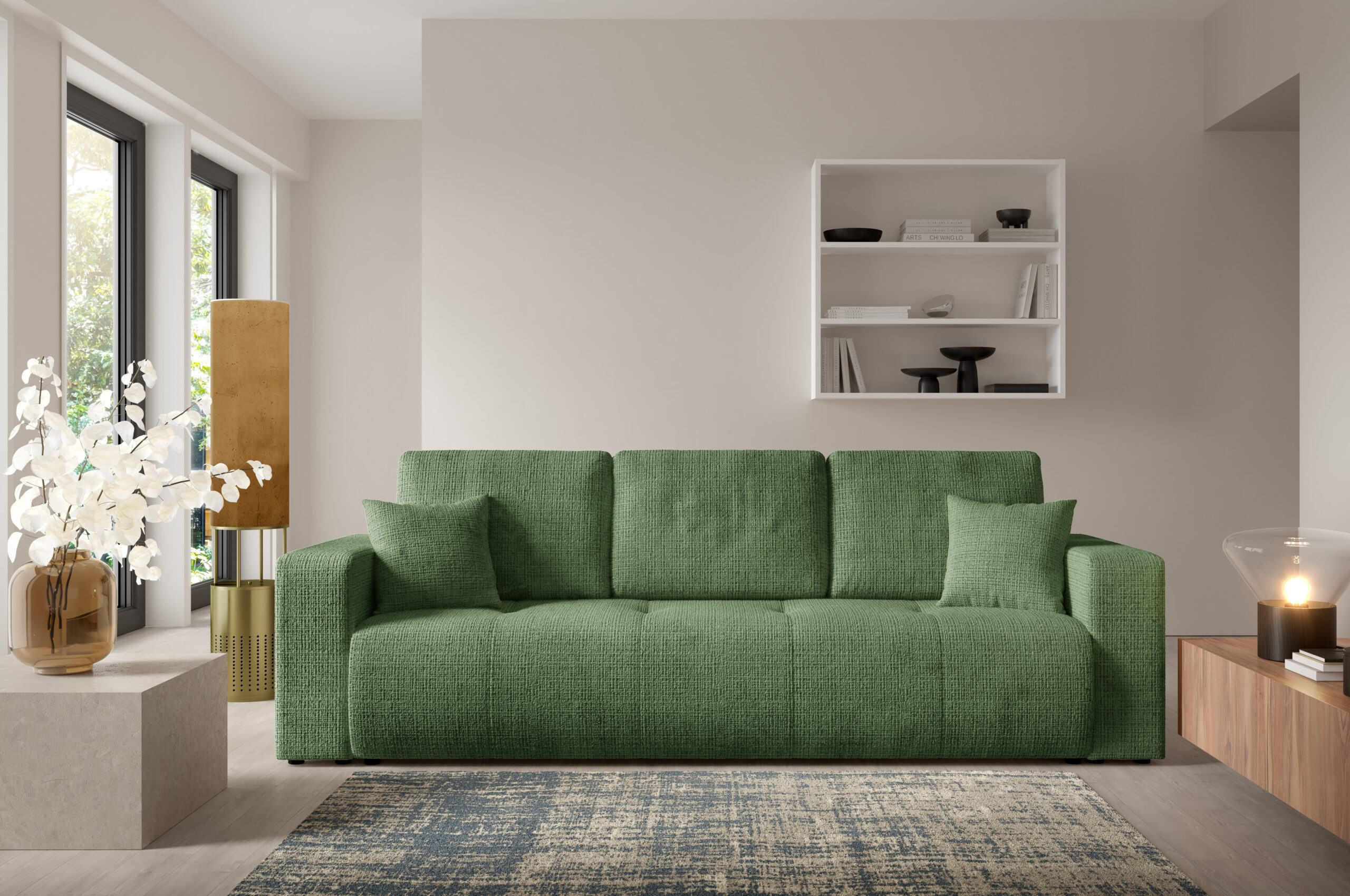 SCHLAFSOFA mit Bettkasten Grün - Grün, Textil (244/70/92cm) - Furnisell