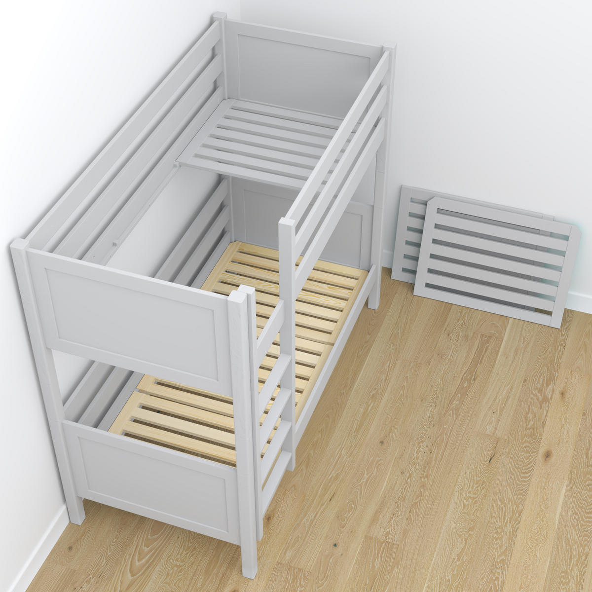 ETAGENBETT N02 mit Matratzenschublade Grau 80/200 - Grau, Naturmaterialien/Holz (80/200cm) - N-Wood