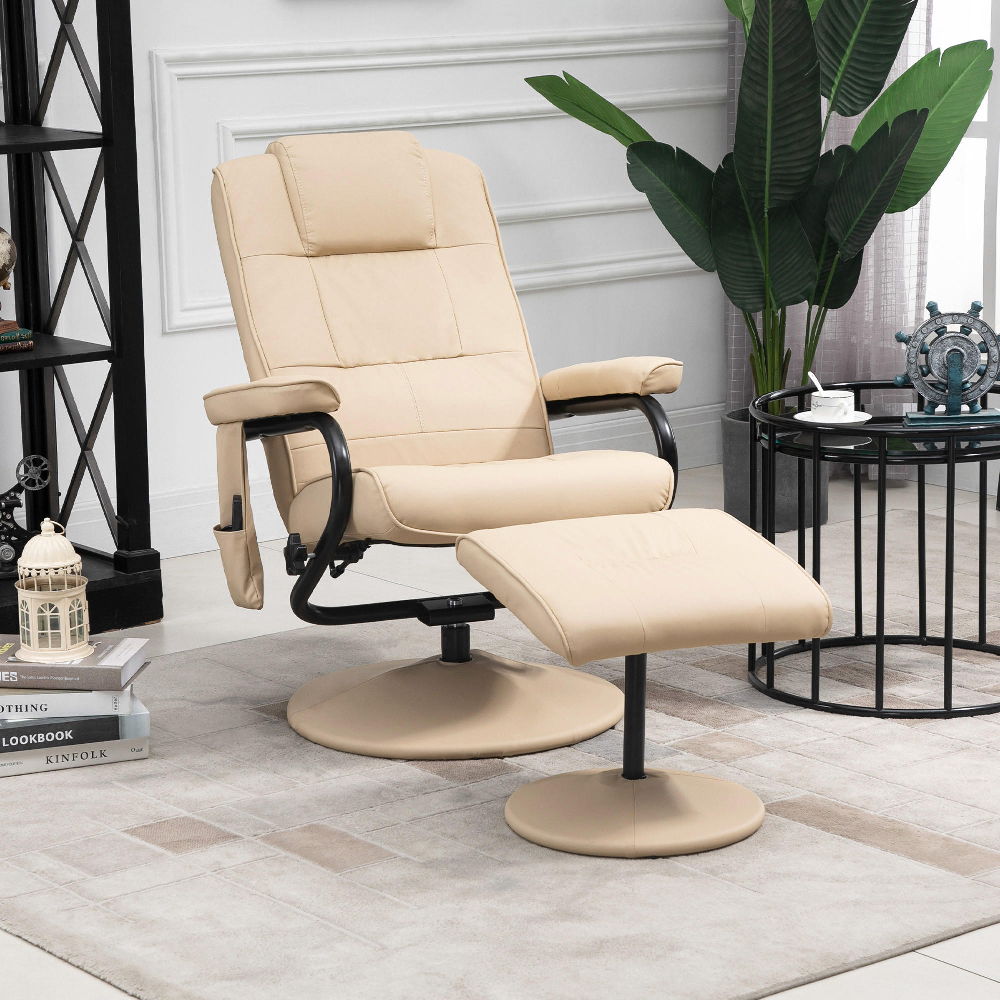 MASSAGESESSEL, Kunstleder, Creme - Weiß, Leder (84/95/77cm) - HOMCOM
