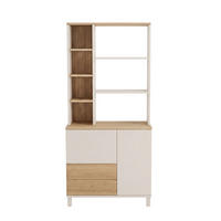 BÜCHERREGAL mit 2 Türen, 2 Schubladen, Dekor Kaschmir und Eiche, 35/187,8/85,2 cm - Beige, Holzwerkstoff (35/187.8/18cm) - Calicosy