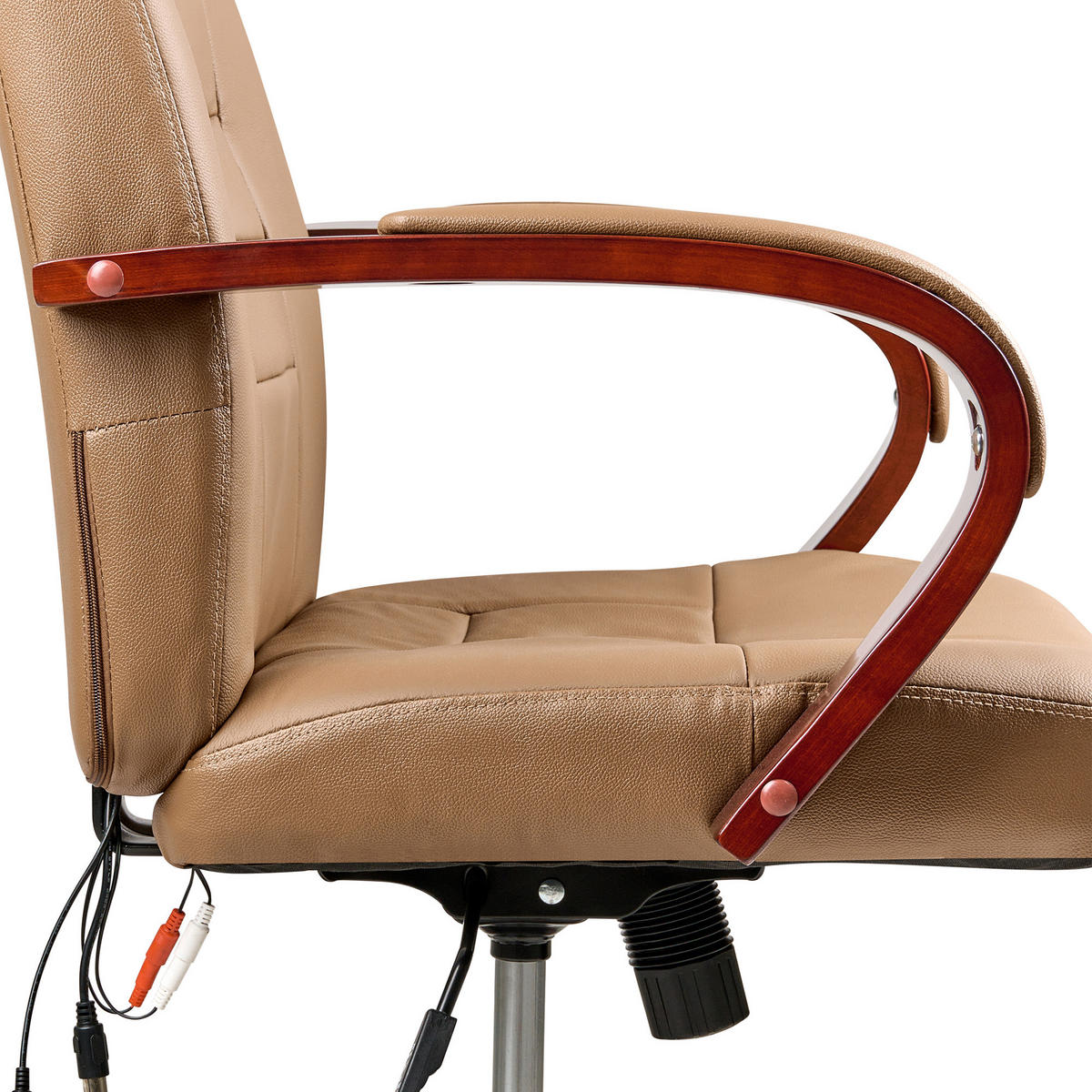 MASSAGESTUHL Hellbraun Diamond - Hellbraun/Schwarz, Leder (66/118/66cm) - Beliani