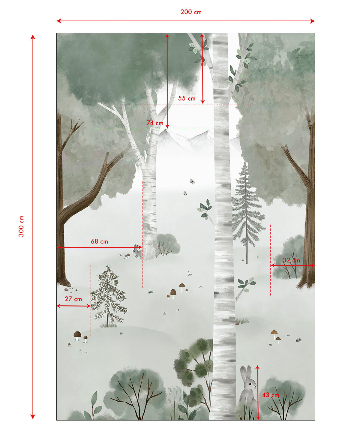 VLIESTAPETE Kharu, Wald 2 m x 3 m, grün - Grün, Papier (300/200cm) - Lilipinso