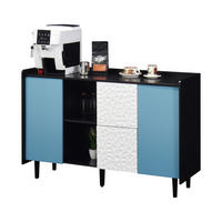 SIDEBOARD 120/40/80 cm, Schwarz/Blau, mit 2 Schubladen, offenem Fach und Schrank, Schwarz/Blau - Blau, Holzwerkstoff (120/80/40cm) - Redom