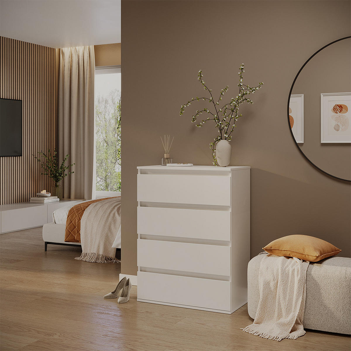 KOMODA S LADICAMA Claus Bijela 74 x 99.6 cm s 4 ladice - bijela, drvni materijal (74/99.6/40cm) - Vicco