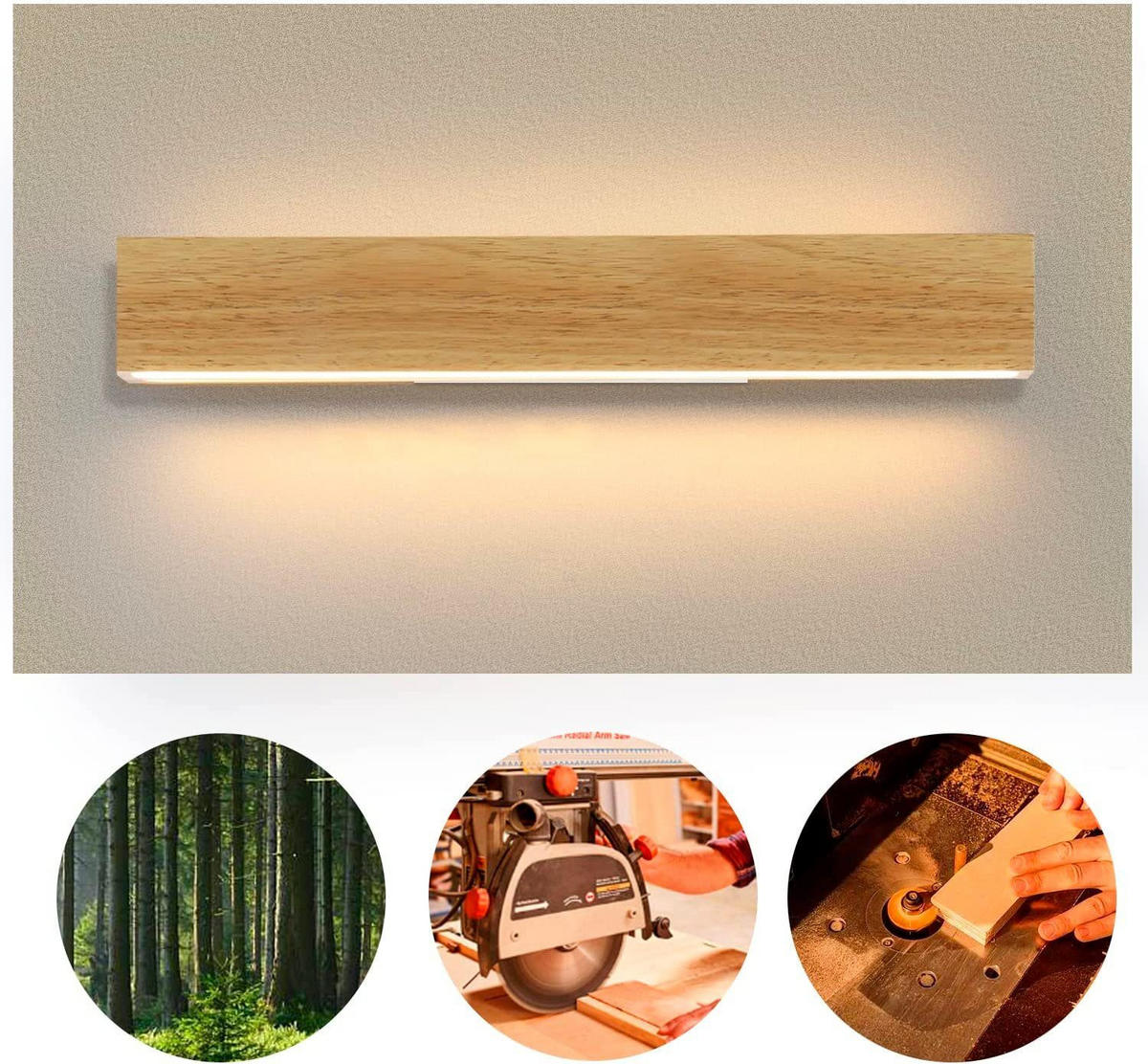 LED WANDLEUCHTE Edel - Braun, Holzwerkstoff (8/3/52cm) - Nettlife