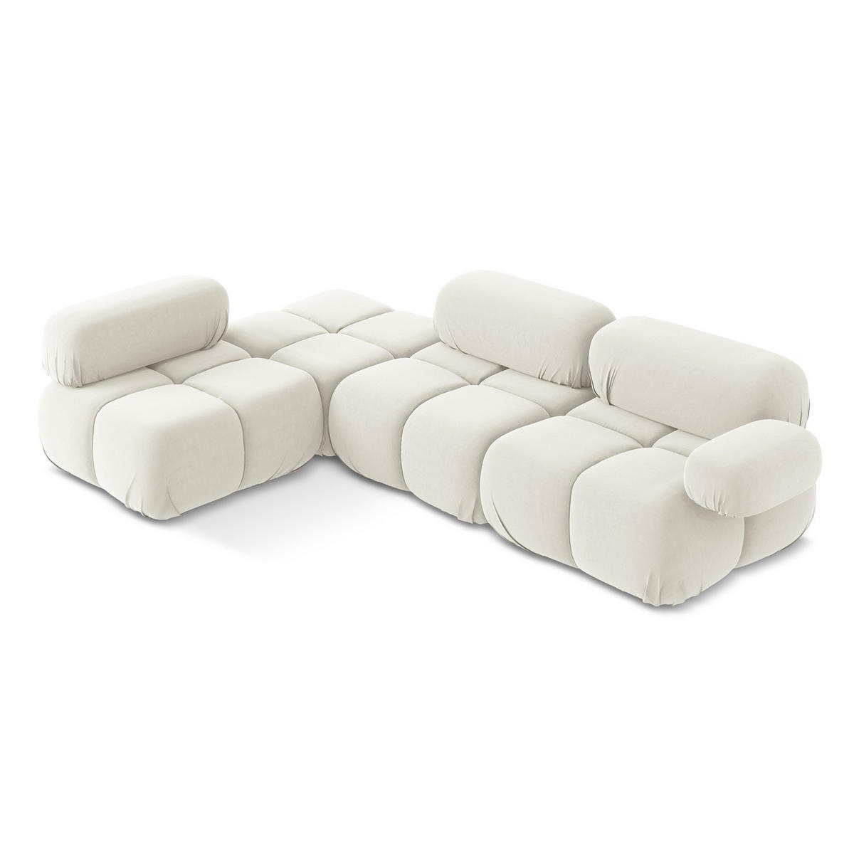ECKSOFA Links Samt Stoff Beige - Beige/Creme, Kunststoff/Textil (190/285cm) - LaMiaSofa