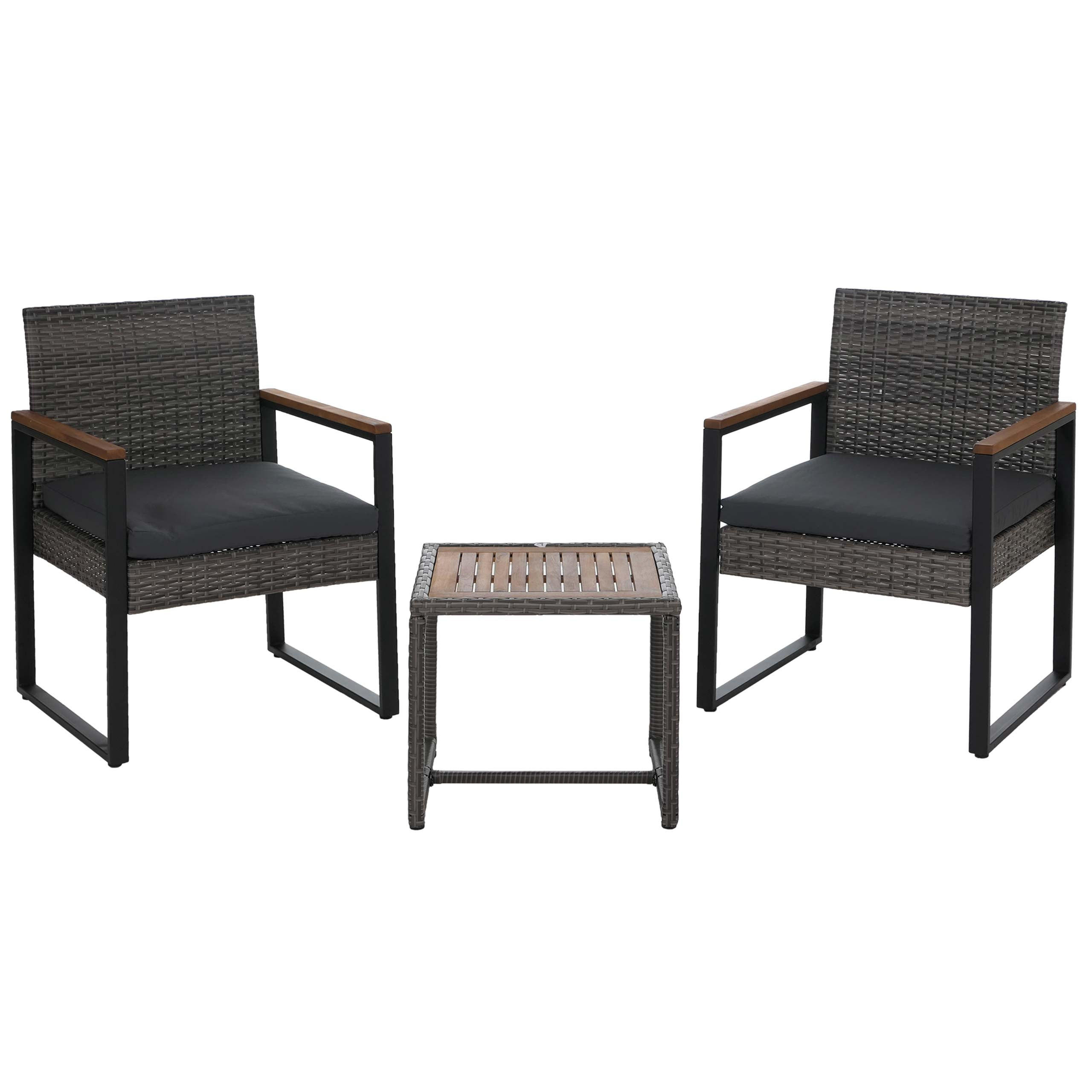 LOUNGE-SET Garten 2x Stuhl Grau Polster Grau - Grau, Metall - PROREGAL