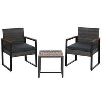 LOUNGE-SET Garten 2x Stuhl Grau Polster Grau - Grau, Metall - PROREGAL