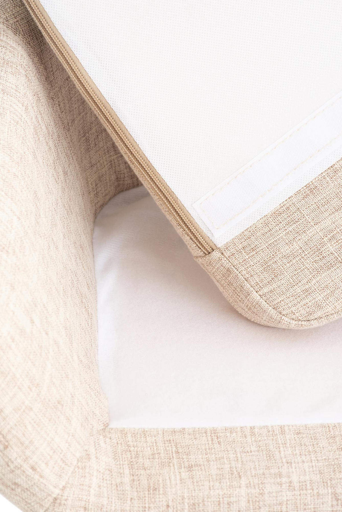 BARHOCKER 2er Set Stoff creme - Eukalyptusholzfarben/Creme, Holz/Textil (55/99/46cm) - CLP