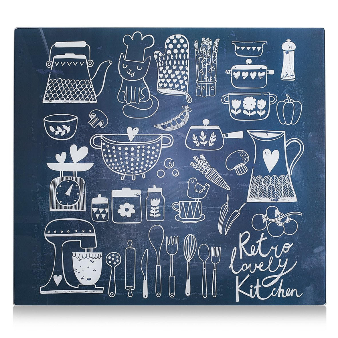 GLASSCHUTZPLATTE für Herd — groß Lovely Küche 56/50 cm - Dunkelblau, Glas (50/56cm) - ZELLER