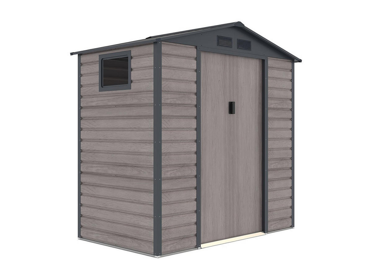 SCHREBERGARTENHAUS - 203 cm x 117 cm - metall - anthrazitgrau, naturfarben dunkel Adelmo - Grau, Metall (203/213/117cm) - Vente-Unique