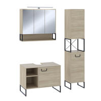 BADMÖBEL-SET Vionna Eiche/Schwarz 3 Teile - Eichefarben/Schwarz, Holzwerkstoff (80/60/45.5cm) - Vicco