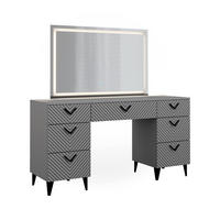 SCHMINKTISCH Anett Grau 150 cm mit LED-Spiegel - Grau, Holzwerkstoff (150/78.1/45cm) - Vicco