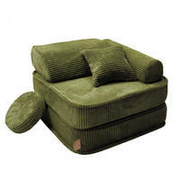 KINDERSESSEL modular 3-in-1 ausklappbar aus Cord in Khaki - Grün, Textil (60/50/50cm) - MeowBaby