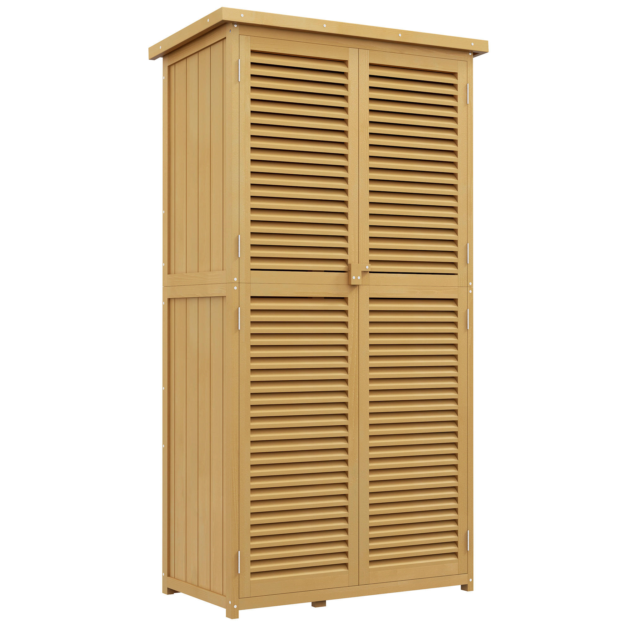 GARTENSCHRANK, Kiefernholz, Gelb - Gelb, Holz (46.5/160/87cm) - Outsunny