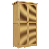 GARTENSCHRANK, Kiefernholz, Gelb - Gelb, Holz (46.5/160/87cm) - Outsunny