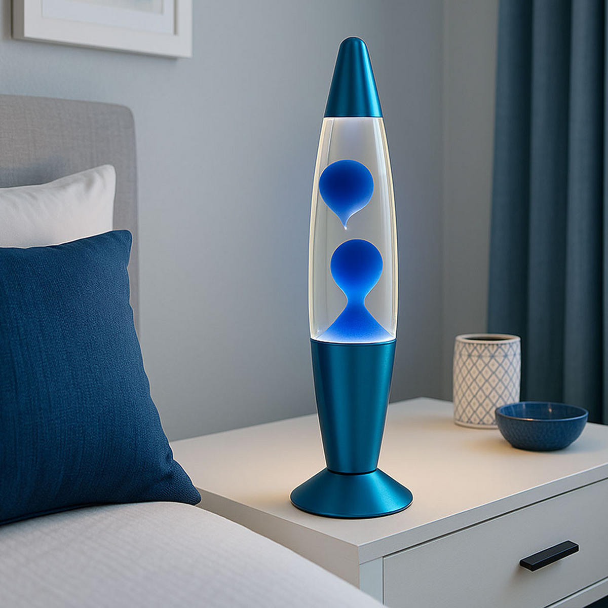 LED TISCHLEUCHTE Lavalampe Blau - Blau, Glas (8.8/8.8/33.9cm) - Globo Lighting