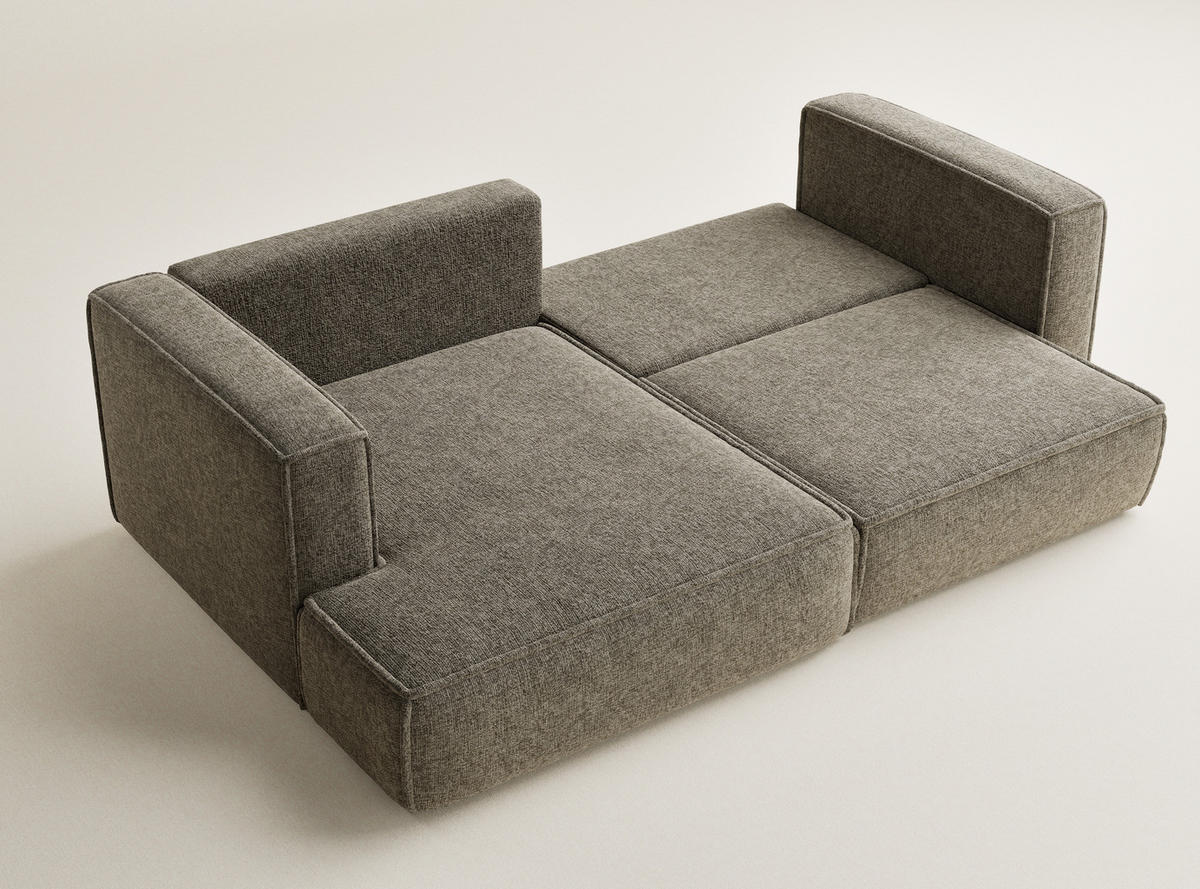 ECKSOFA MIT SCHLAFFUNKTION Velto Braun Chenille-Stoff - Schwarz/Braun, Holz/Holzwerkstoff (152/250cm) - Maison de Reve