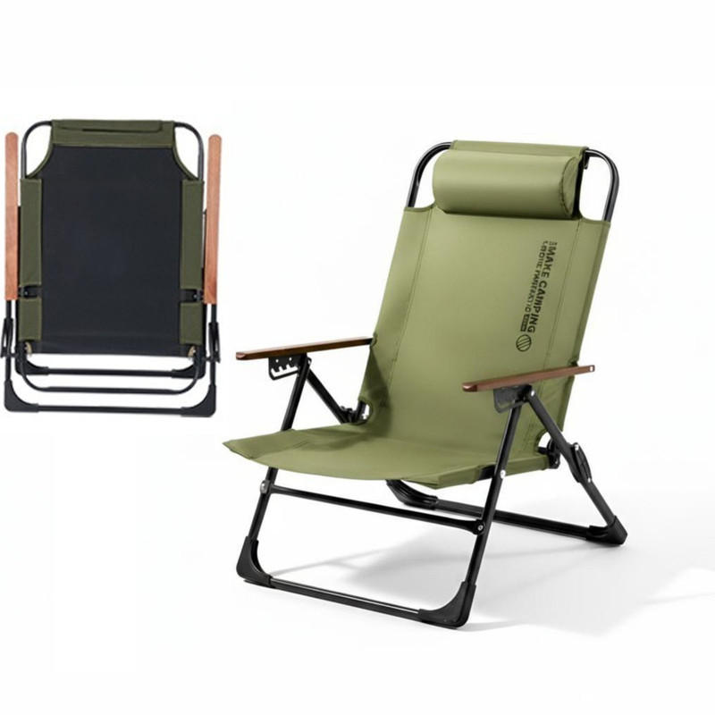 CAMPING-KLAPPSTUHL –Grün , 1 Stück – Mit Kissen und verstellbarer Armlehne - Grün, Metall (102/82/59cm) - Kaket