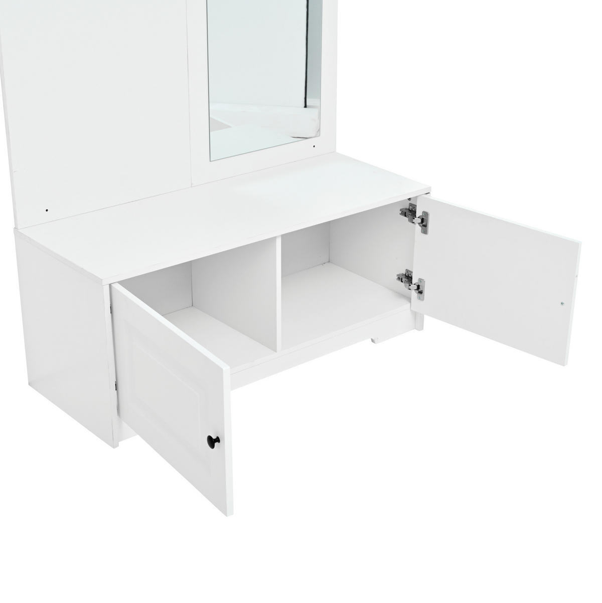 GARDEROBE mit Spiegel 100 x 40 x 180 cm MDF White - Weiß, Holzwerkstoff (40/180/100cm) - Beauniv