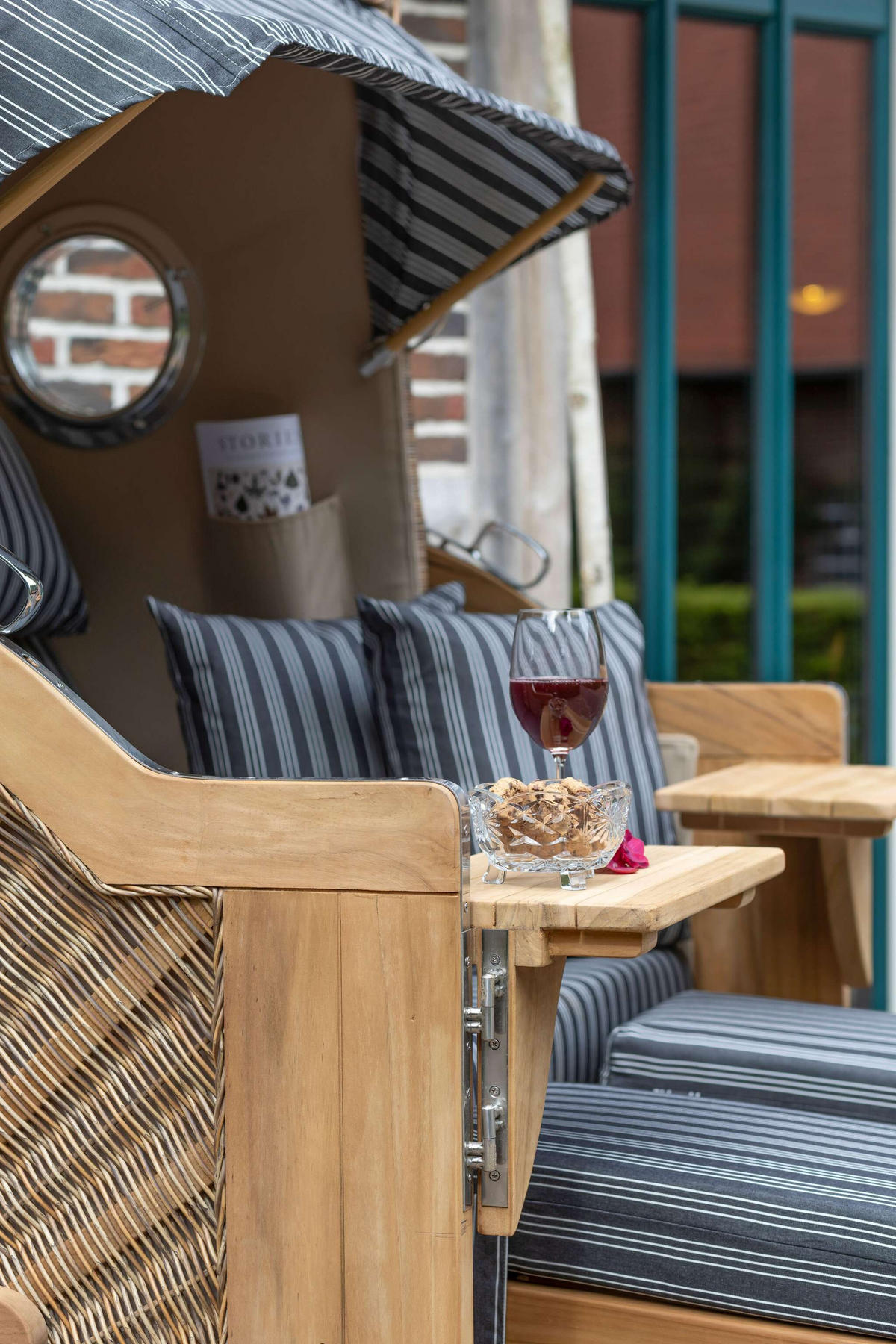 STRANDKORB XXL Düne Grande Teak Banana - Braun/Grau, Metall (142/170/95cm) - Mr. Deko