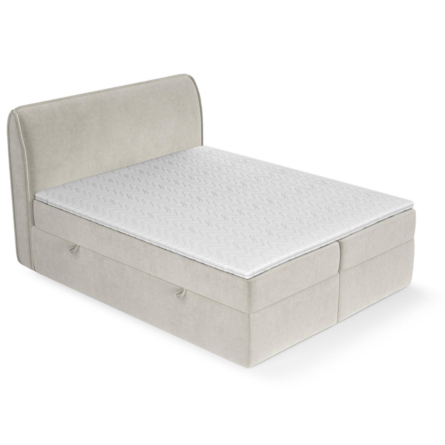BOXBETT Organic Hellbeige 160/200 cm mit Bonellmatratze und Topper - Beige/Schwarz, Holz/Holzwerkstoff (160/200cm) - Maison de Reve