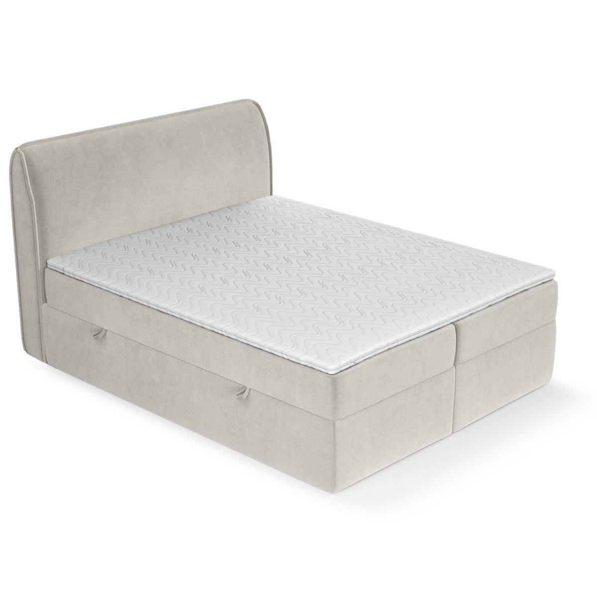 BOXBETT Organic Hellbeige 200/200 cm mit Bonellmatratze und Topper - Beige/Schwarz, Holz/Holzwerkstoff (200/200cm) - Maison de Reve