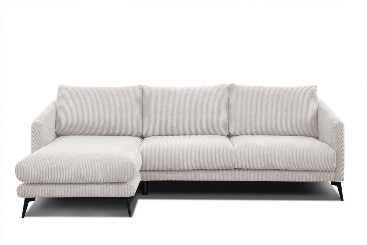 ECKSOFA VILT 4-Sitzer, weiß - Schwarz/Weiß, Holzwerkstoff/Textil (156/255cm) - Courtois Laville