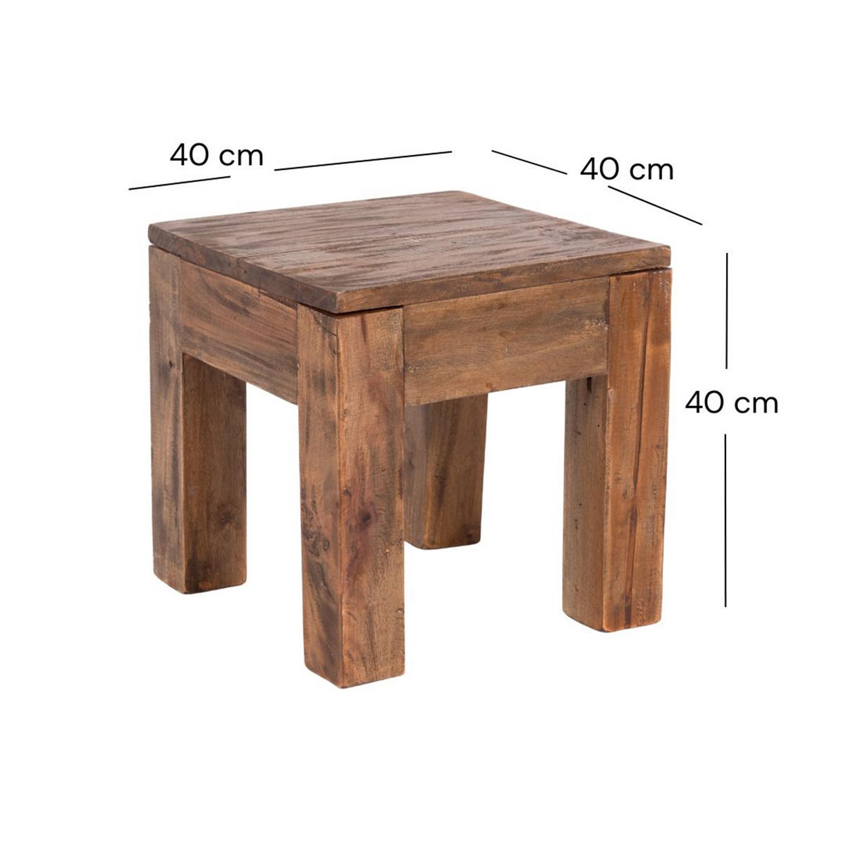 COUCHTISCH SQUARE 40 Recyclingholz massiv naturfarben - Naturfarben, Holz (40/40/40cm) - DESIGN DELIGHTS